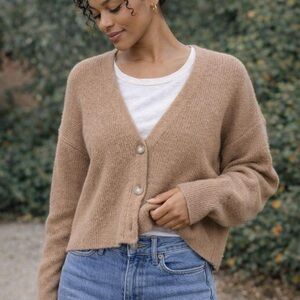 American Eagle Oversized Cardigan – Soft Brown / Camel